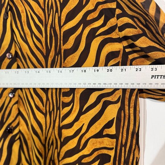 Vintage Gantos Animal Print Blouse Medium Zebra Tiger Floral Button Down 90s - Picture 5 of 8